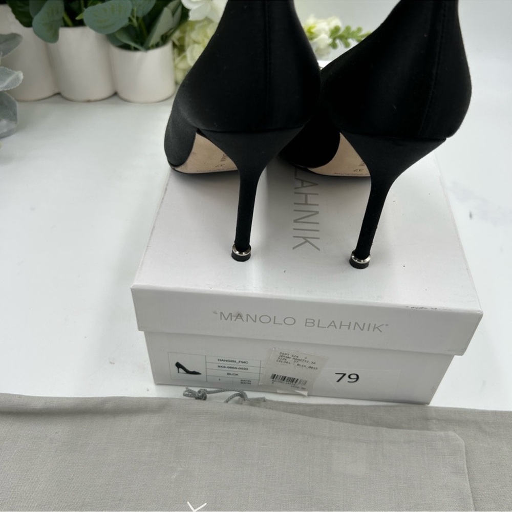 Women’s Manolo BLAHNIK HANGISI satin pump size 37 made in Italy - Picture 6 of 12